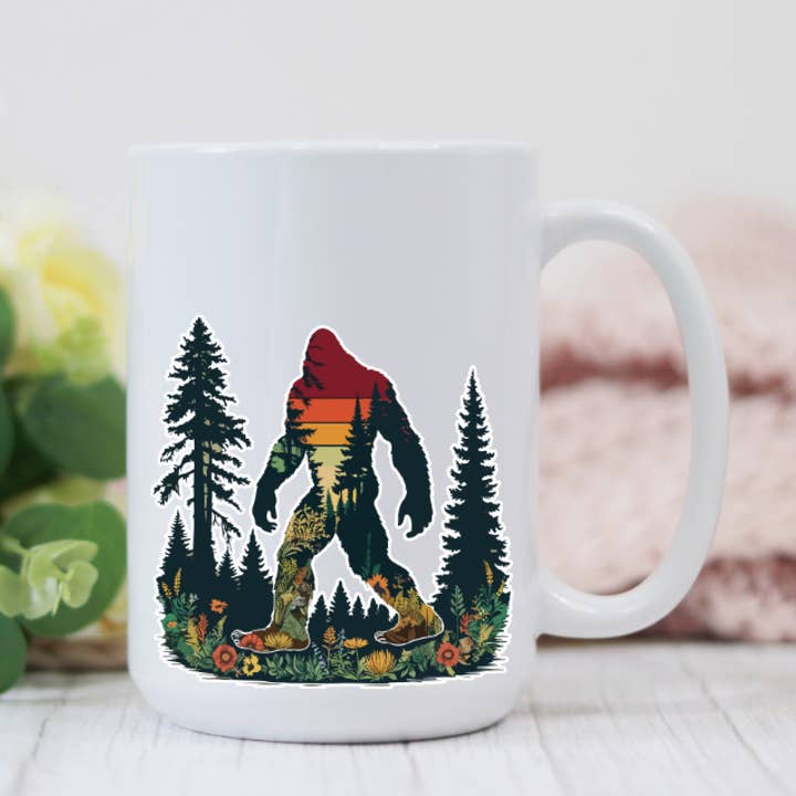 Sasquatch Bigfoot Woodland 15oz Kaffemugg för wholesale av Prairie Chicken Sticker Shop & Gifts