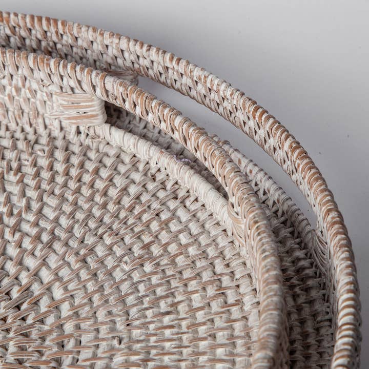 Porto Boutique - Wholesale Decorative Tray - 404 - Round Rattan Tray. Tabletop Decor.7