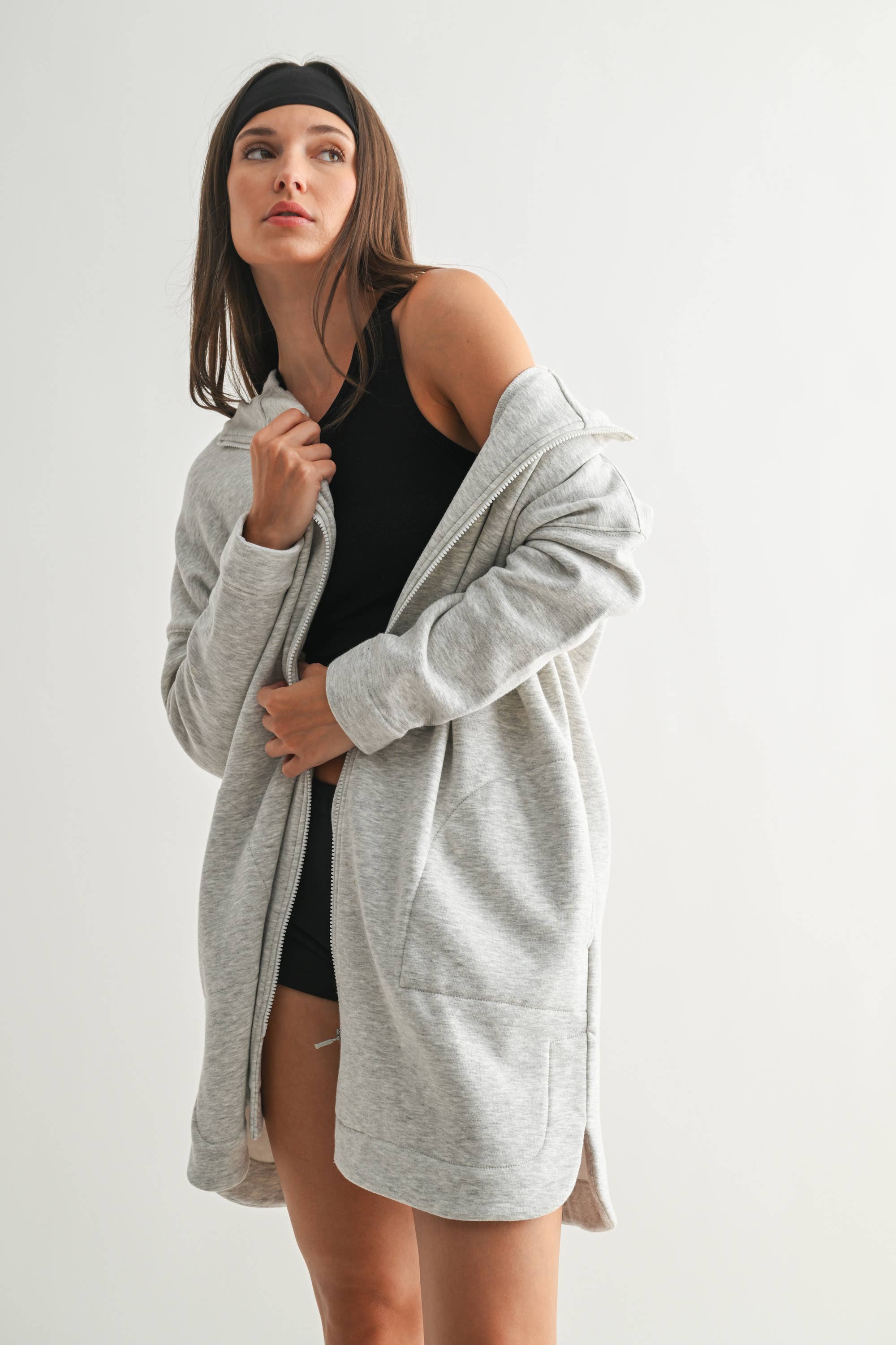 Mono B - Wholesale Jacket - Women's - Longline Zip-Up Jacket with Hood18