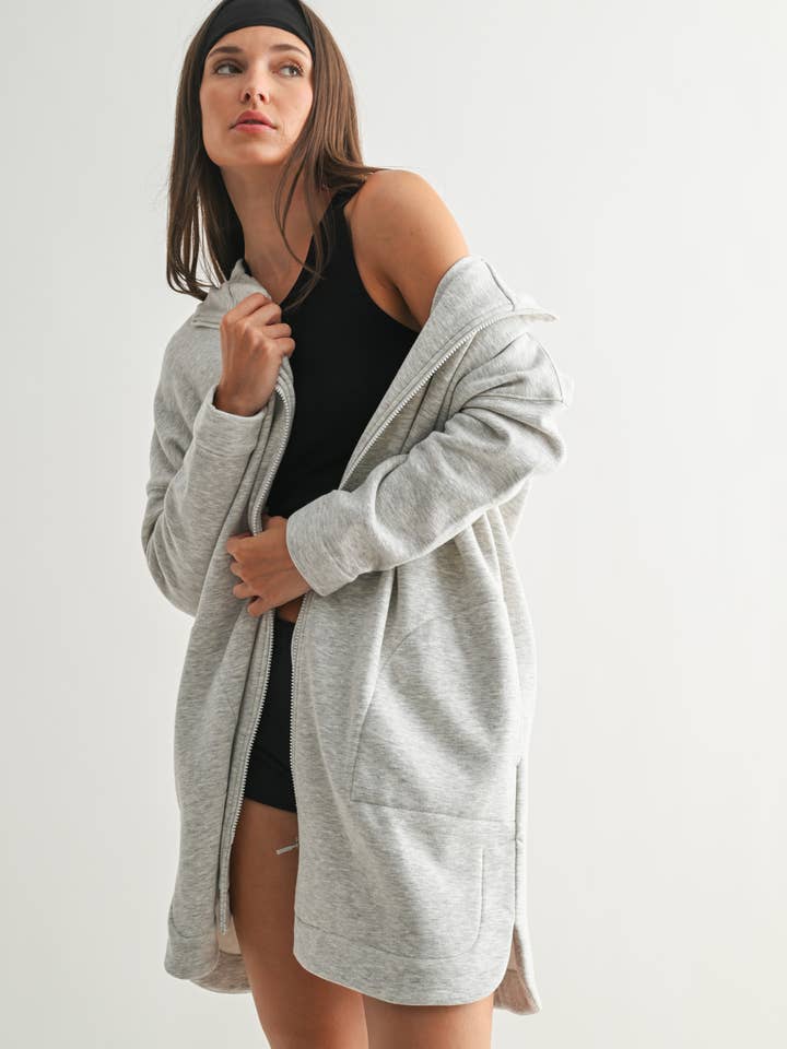 Mono B - Wholesale Jacket - Women's - Longline Zip-Up Jacket with Hood18