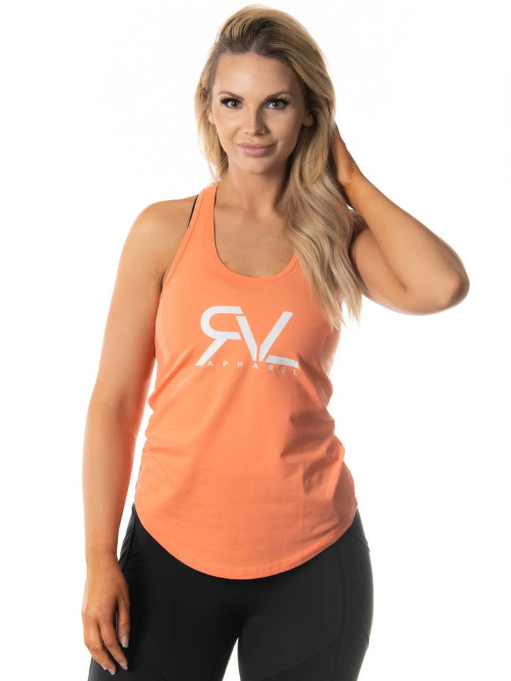 Signature - Canotta da donna - Peach/White per la vendita all'ingrosso da parte di RVL Apparel