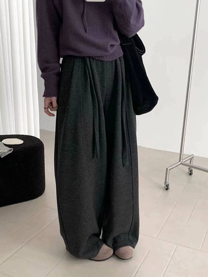 Luna Belted Wide Fleece Pants for wholesale by Little Light