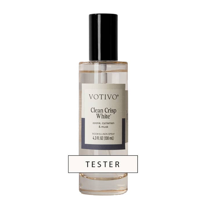 Clean Crisp White Room & Linen Spray Tester for wholesale by Votivo