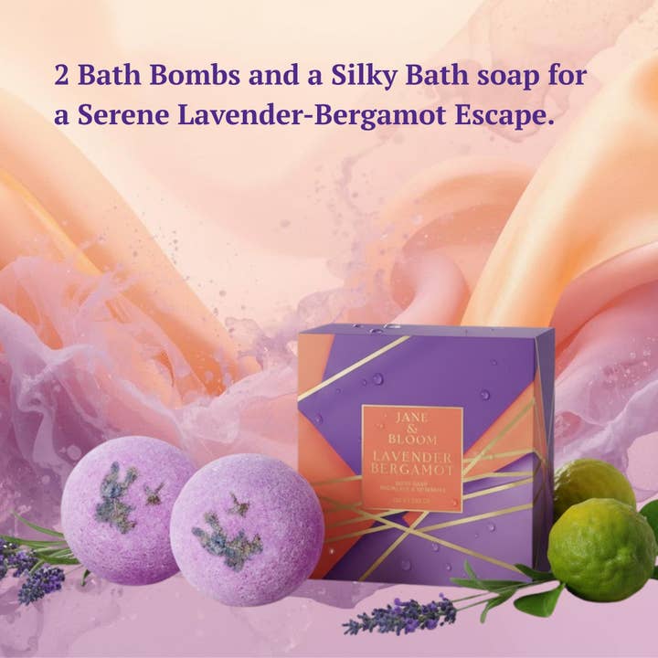 Jane and Bloom USA - Wholesale Bath & Body Set - Lavender & Bergamot Spa Gift Set For Sample (1 box)4