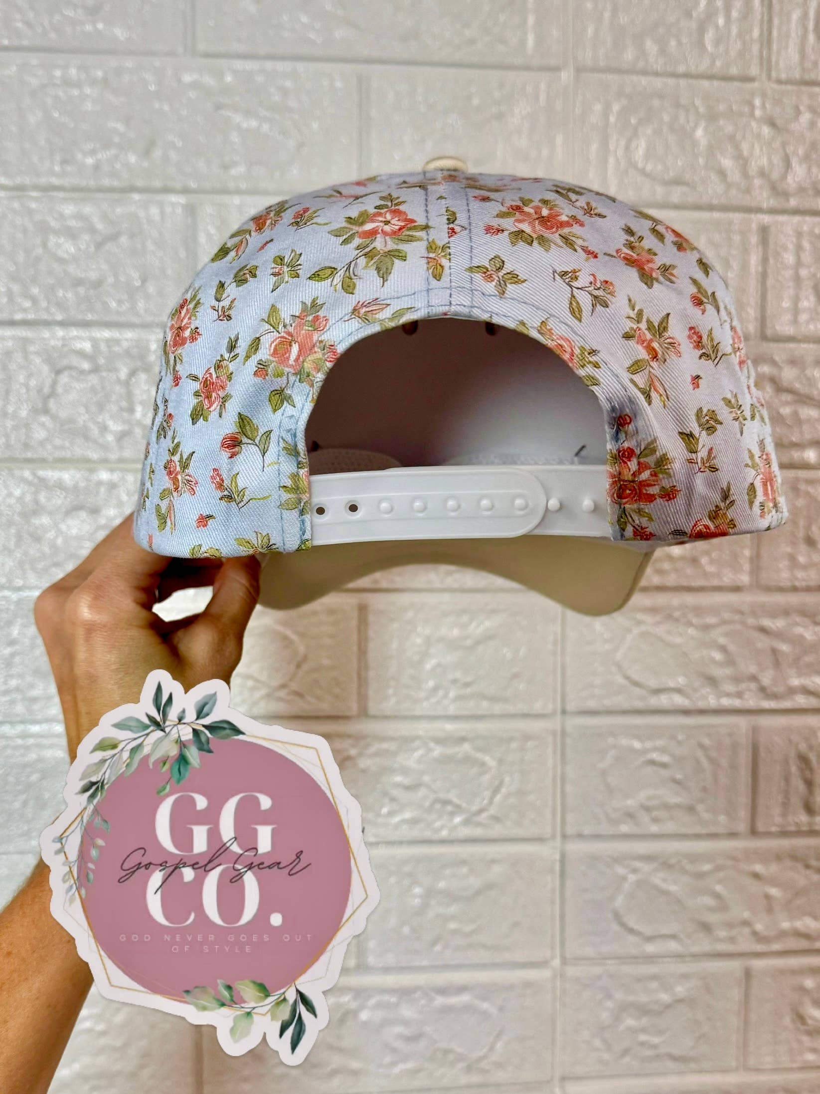 Gospel Gear Co - Wholesale Baseball Cap - Women's - Floral YHWH Puff Embroidered Hat 2