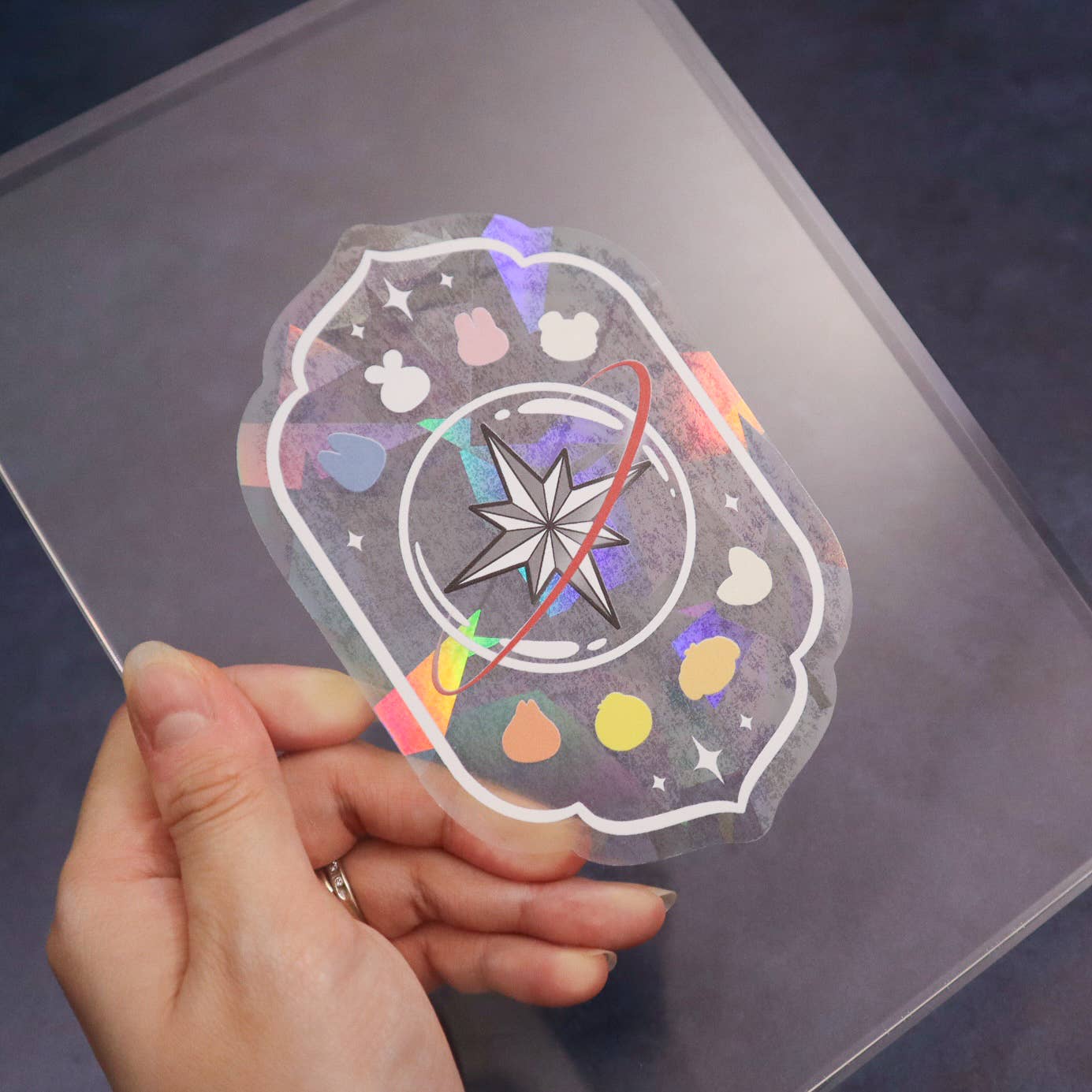 Riskit Design - Wholesale Suncatcher - KPOP Stay's Compass Rainbow Suncatcher Decal Sticker0