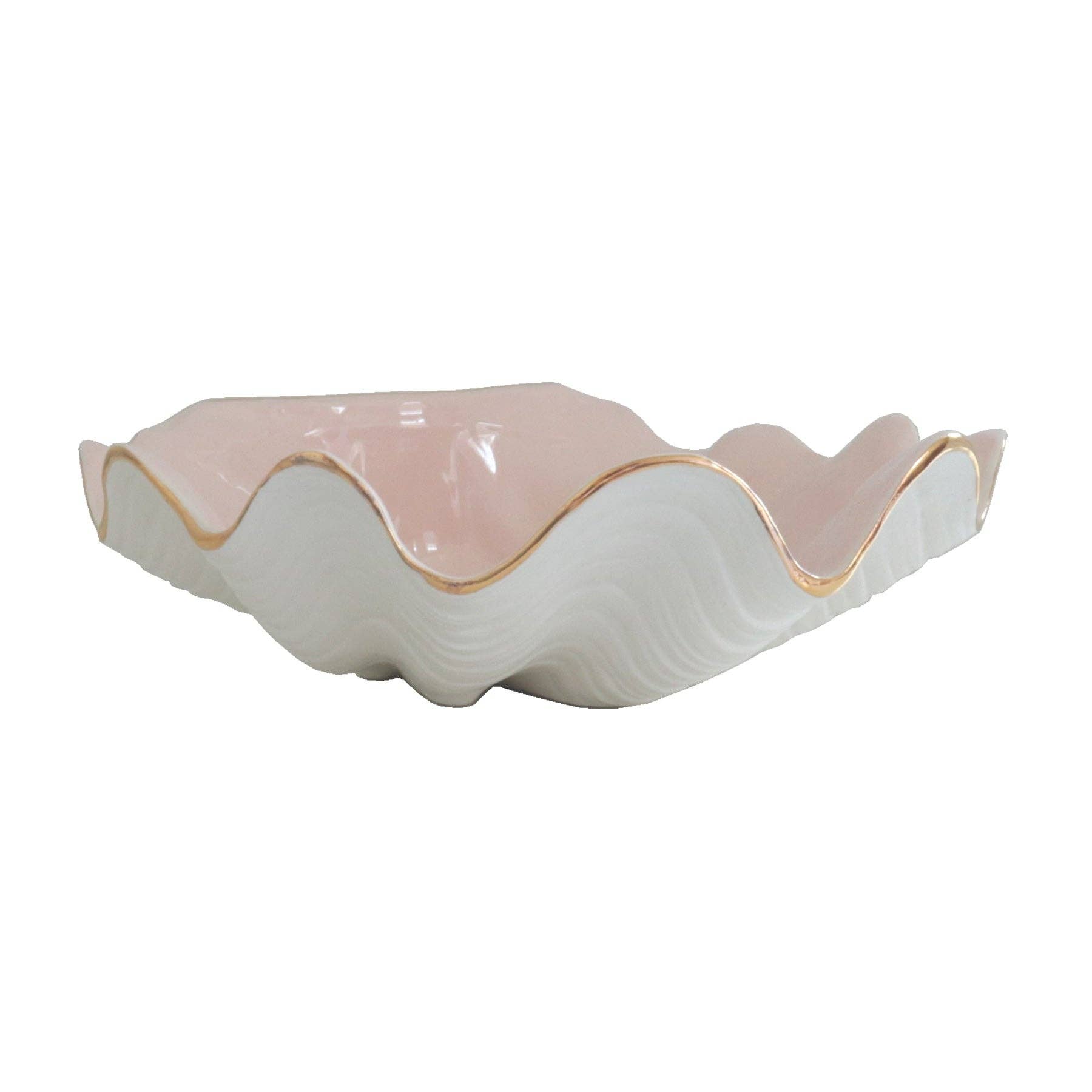 Lo Home | Ruby Clay - Wholesale Decorative Plate/Dish/Bowl - Clam Shell Bowl with 22K Gold Accent9
