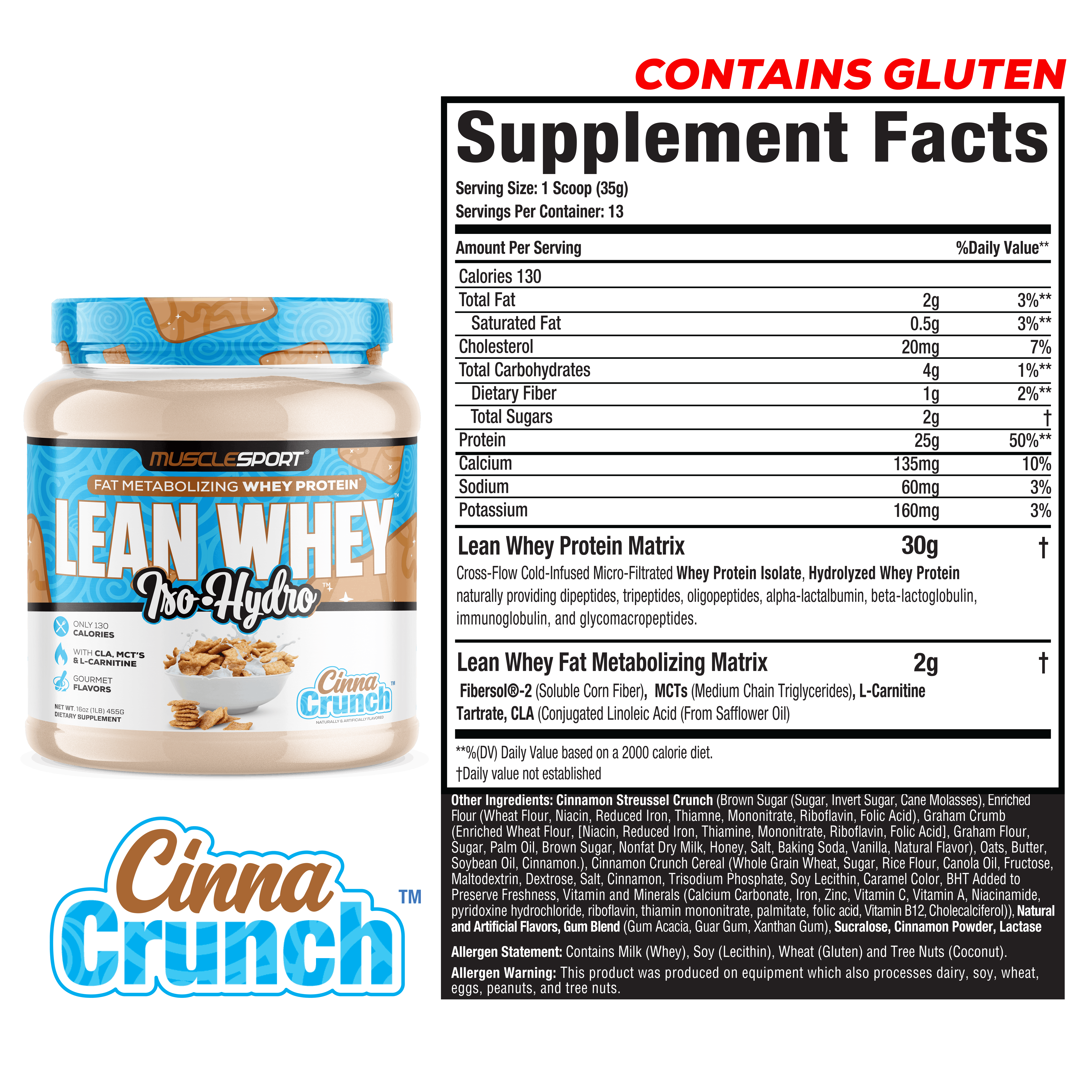 MuscleSport - Wholesale Protein/Superfood Powder - Lean Whey™ Iso Hydro Gourmet Protein 1lb26