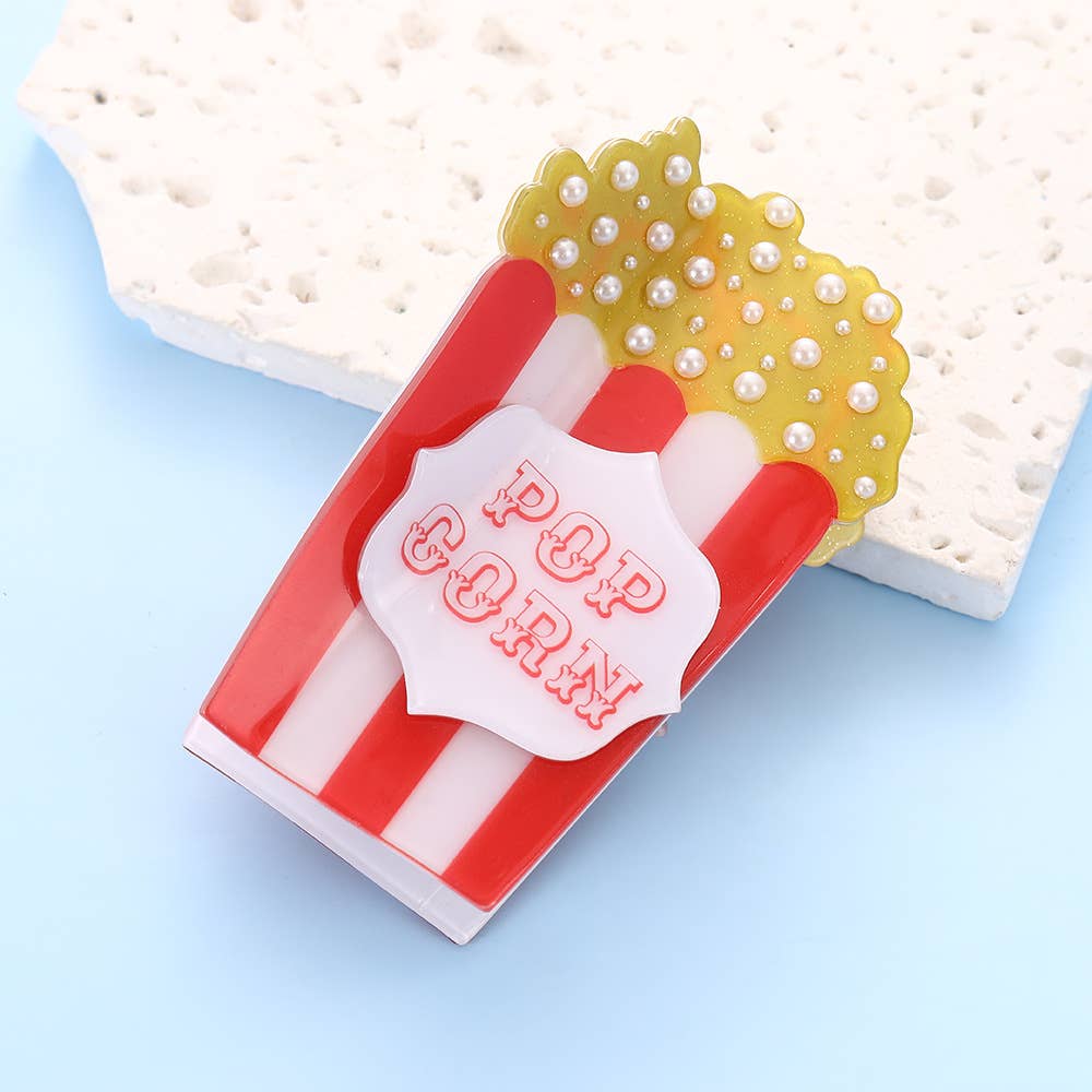 SoapElenGlen – Großhandel Haarclip – Damen – Cartoon-Popcorn- und Milchschaum-Getränke-Haarspangen0