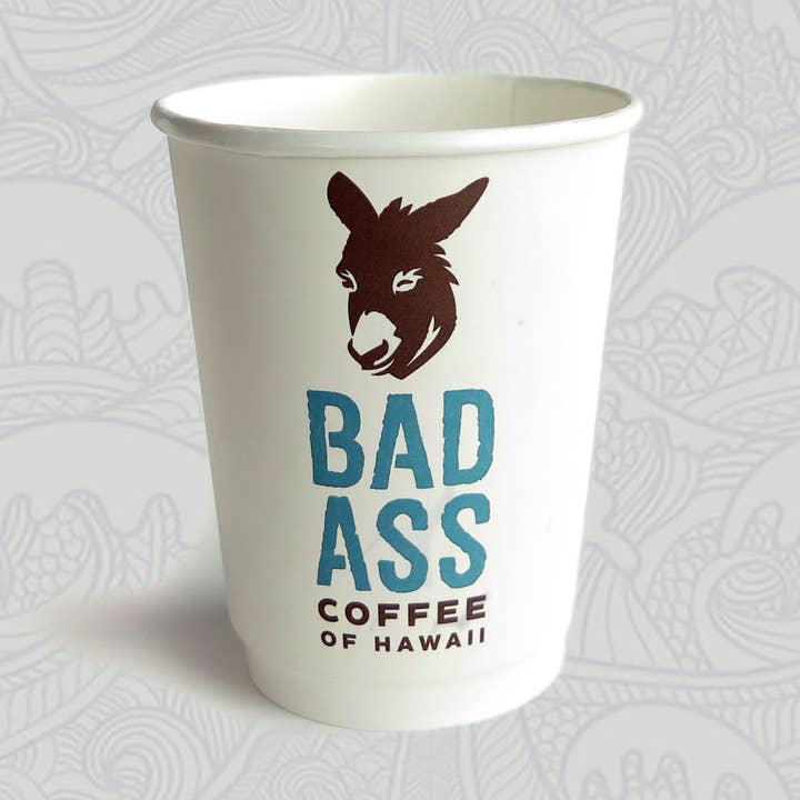 Bad Ass Coffee of Hawaii - Wholesale Disposable Cup - 12 oz. Hot Cup - 600/case0
