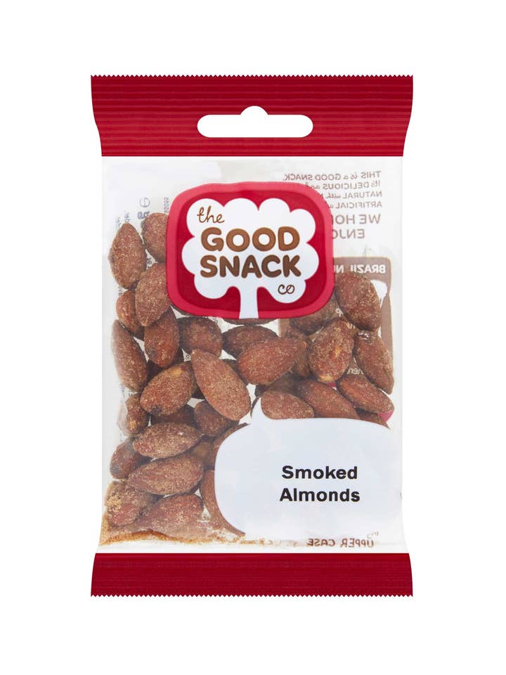 Amandes fumées - boîte de 24 sachets pour la vente par The Good Snack Company