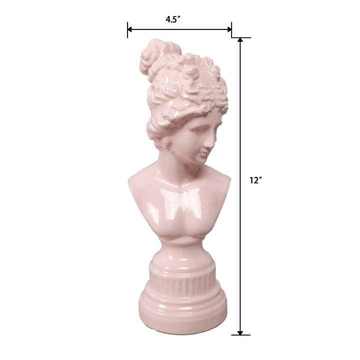 Flora Bunda Inc - Wholesale Decorative Figurine - 12" Pink Ceramic Goddess Bust – Modern Classic Home Decor1