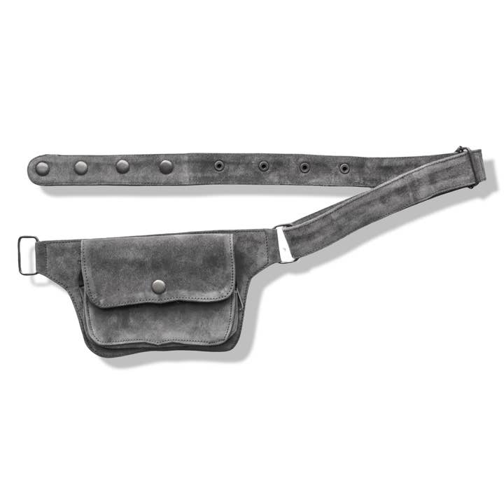 Manifestie – wholesale Belt bag – Unisex – Unisex Leather Festival Belt | Black Suede, 2 pocket | trave