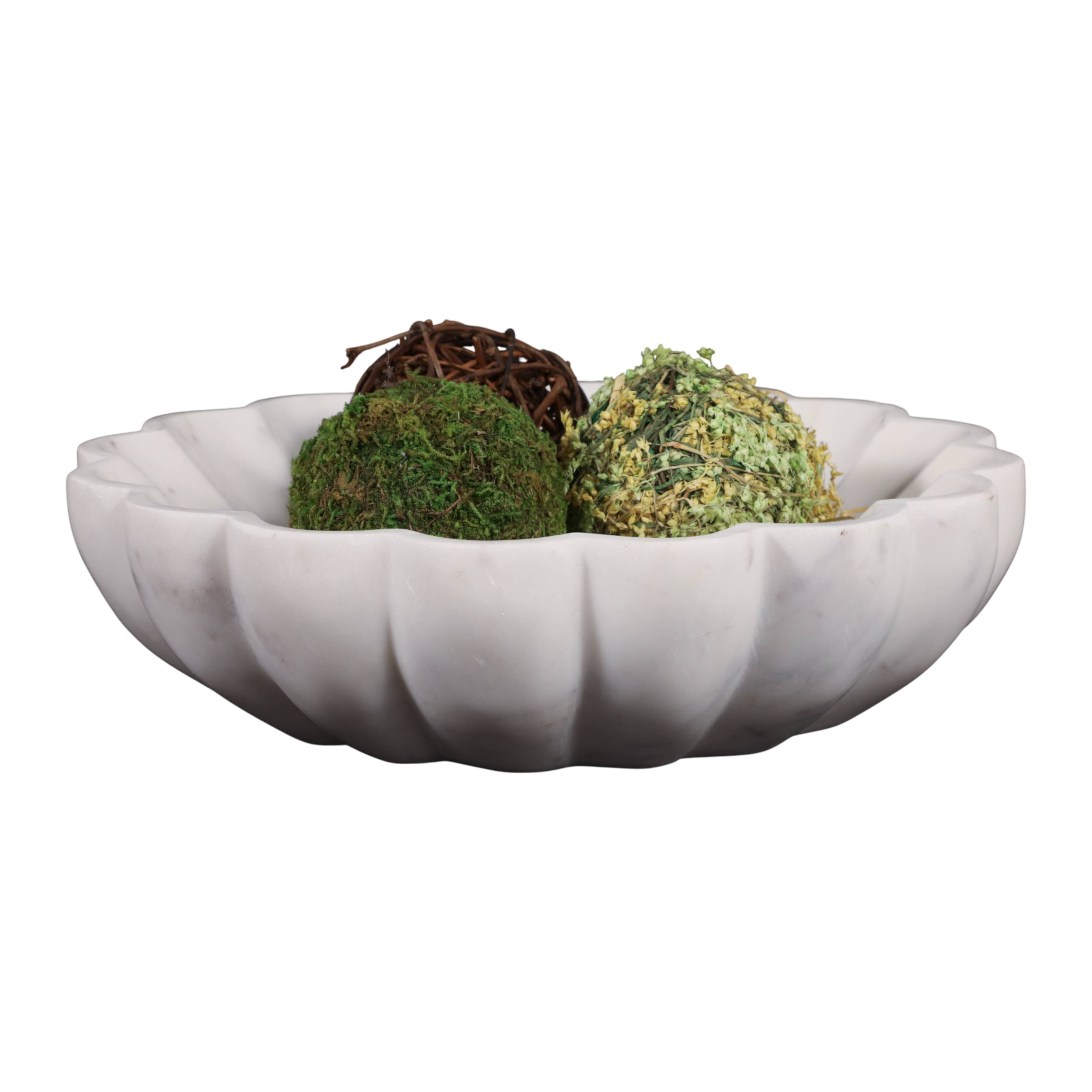 Sagebrook Home - Wholesale Decorative Plate/Dish/Bowl - Decorative Bowl - White Marble Veined Shell Shaped, 12 in.5