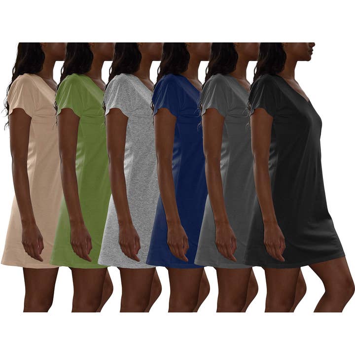 I-Wear Brands - Wholesale Sleepwear Top - Women's - 6 Pack Women's Cotton Short Sleeve Long Sleep Shirt3