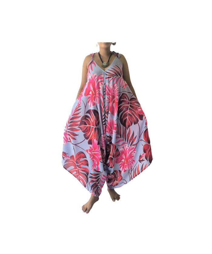 DK Hawaii - Wholesale Jumpsuit - Women's - Tropical Floral and Leaves Print Jumpsuit4