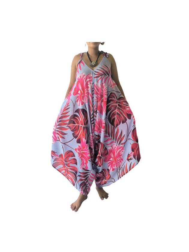 DK Hawaii - Wholesale Jumpsuit - Women's - Tropical Floral and Leaves Print Jumpsuit4