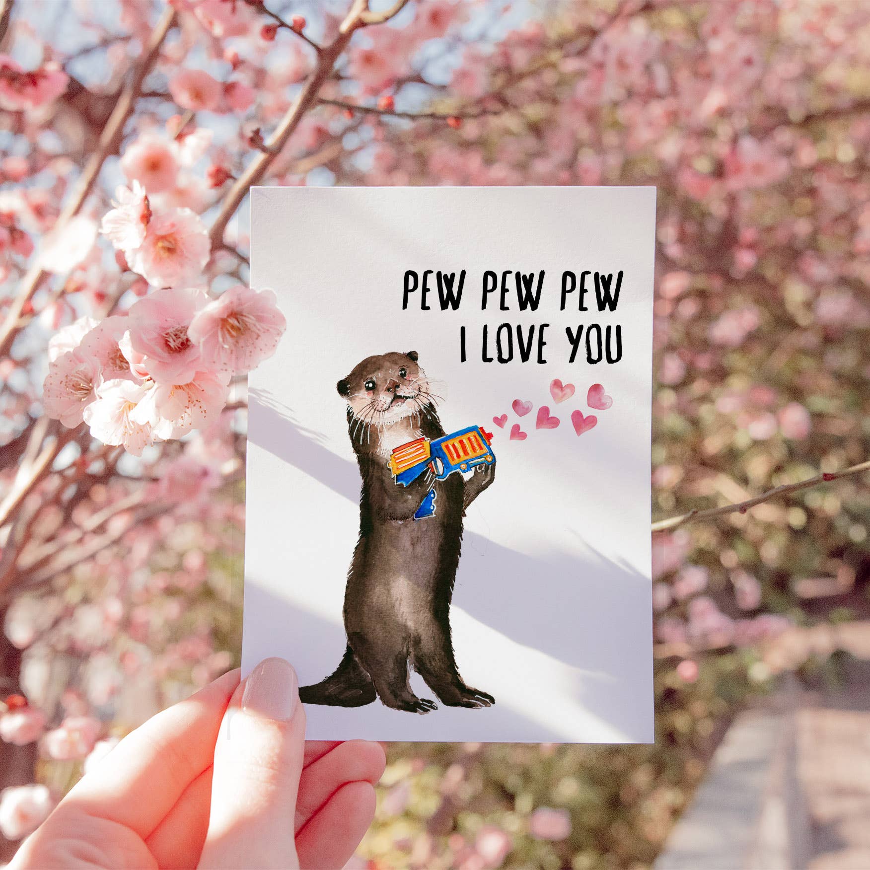 Liyana Studio - Wholesale Valentine's Day Card - Pew Pew Love Otter - Funny Valentines Day Card2