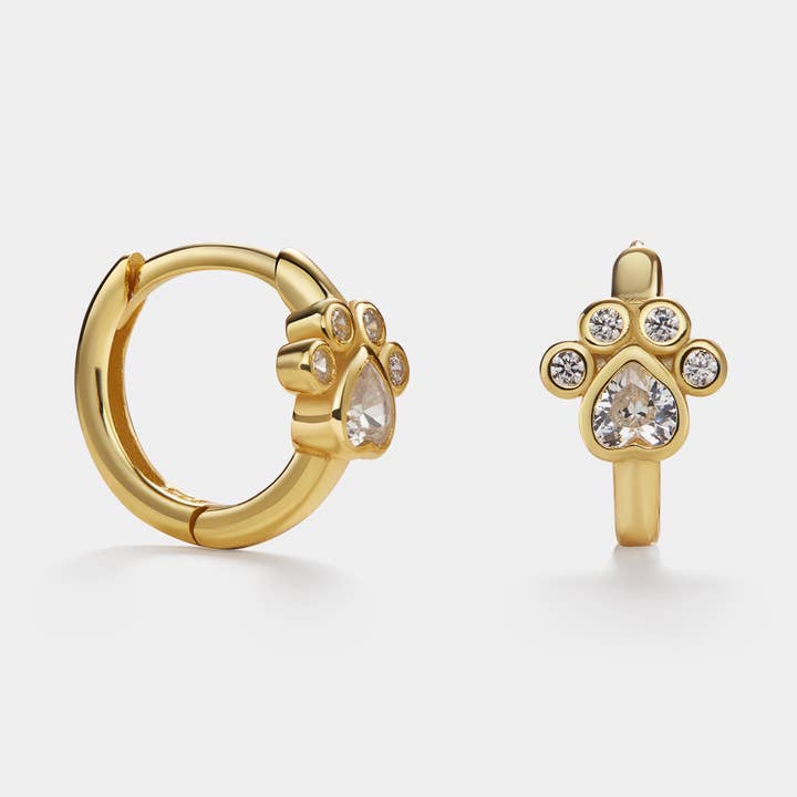 Dainty Pet Paw Print Hoop Earrings in 925 Sterling Silver for wholesale by Perimade & Co. LLC