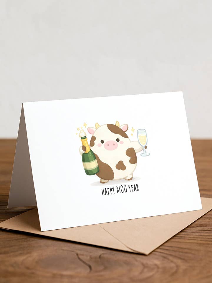 Sjov ko nytårskort: Squishmallow feriekort for engroshandel hos Chewy Lemon Studio