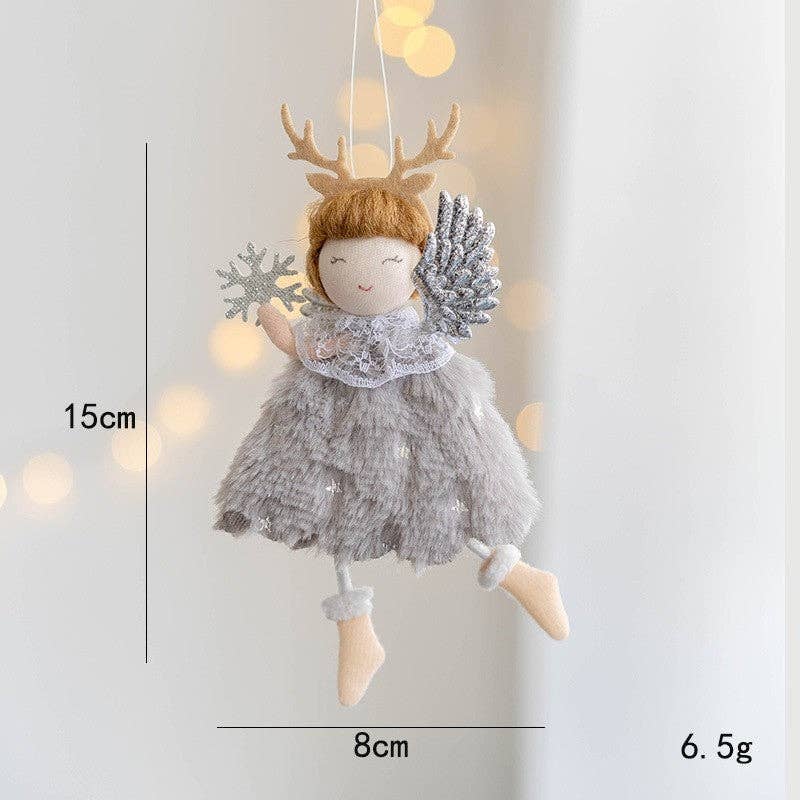 UZ Wholesale Store - Vente Objets de décoration - Décoration de Noël en peluche avec bois de renne et ange pour fille7