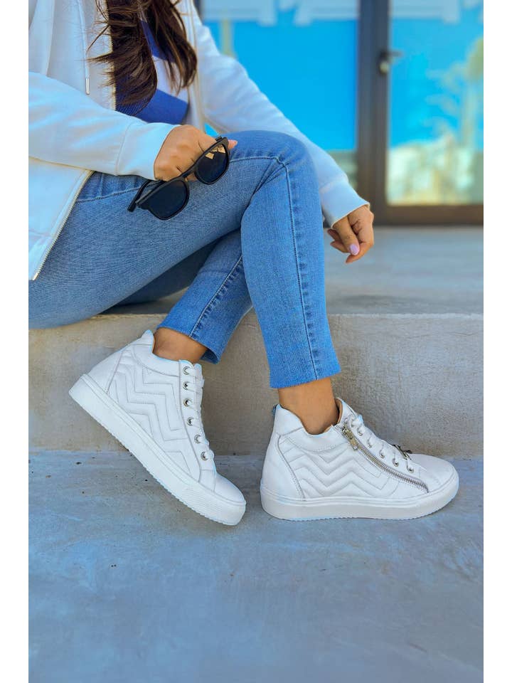 PMK SHOES - Wholesale Lifestyle Sneakers - Women's - Regina - White - Handmade Cow Leather Sneakers2