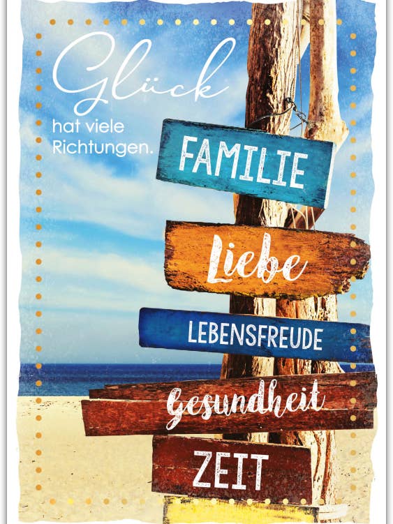 Postcard Happy Words “Happiness has many directions...” for wholesale by Gespänsterwald