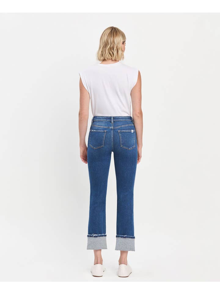IMBUE HIGH RISE CUFFED SLIM STRAIGHT JEANS T6590 for wholesale on Faire