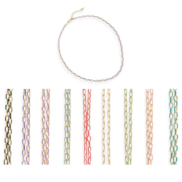 ANK263 - Enamel Paperclip Chain* for wholesale by OMG Blings