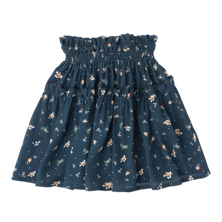 Flowing Mini Skirt Flowers Print W31922 for wholesale by Tocoto Vintage