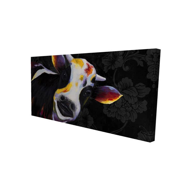 Sort Sjov ko | kunsttryk på lærred 24 „x 48" for engroshandel på Faire