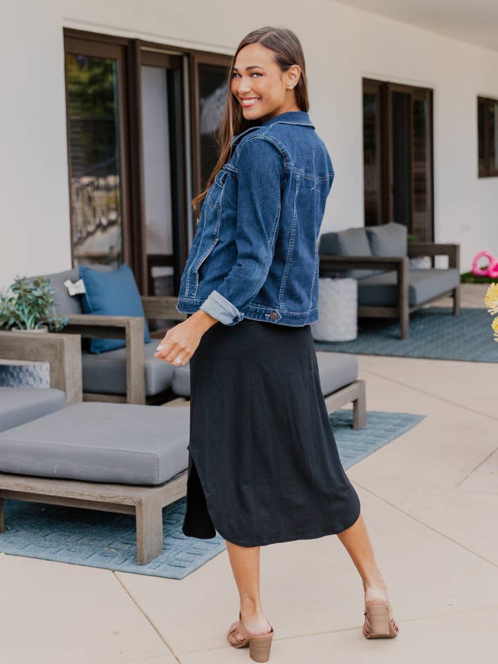 Tickled Teal - Wholesale Skirt - Women's - Scoop Hem Button Lyla Skirt6