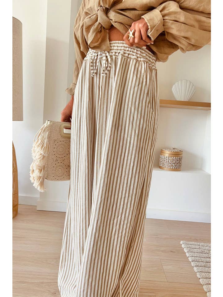 Stripe Wide Leg Drawstring Pants Plus Size for wholesale on Faire
