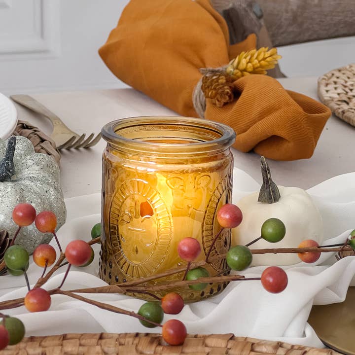 Kate Aspen - Wholesale Candle holder - Vintage Amber Glass Tea Light Holder (Set of 4)2