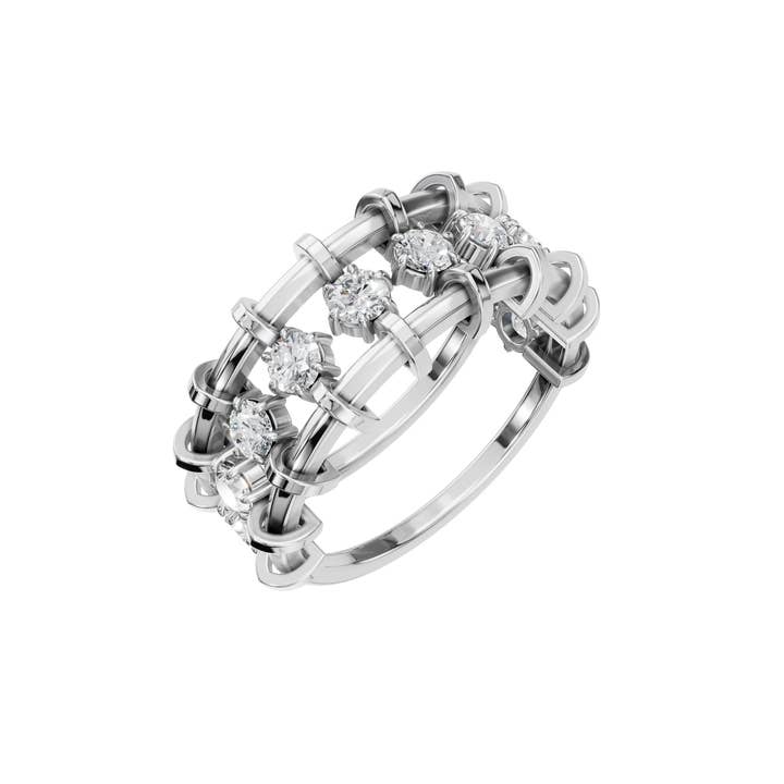 PureYou Jewelry - Vente Alliances/bagues de mariage - Alliance Eternité en or 14 carats sertie de diamants, bague empilable6