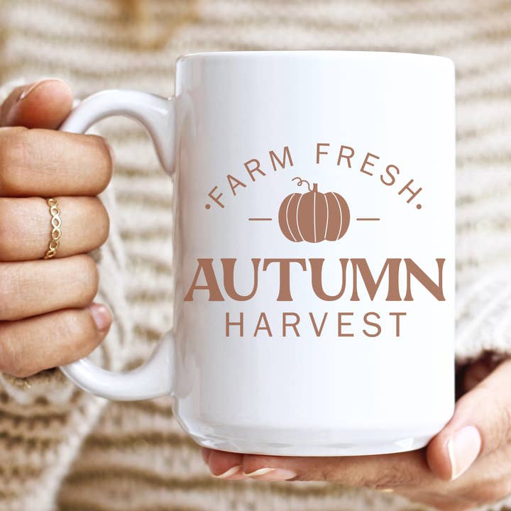 Farm Fresh Autumn Harvest Fall Mug for wholesale by Fuzzy Loon Designs
