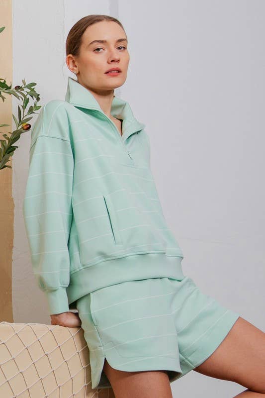 Sunday Morning - Vente Sweat-shirt – femme - T7299PL37 PULL À COL MONTANT À RAYURES ET FERMETURE ÉCLAIR DE GRANDE TAILLE 15