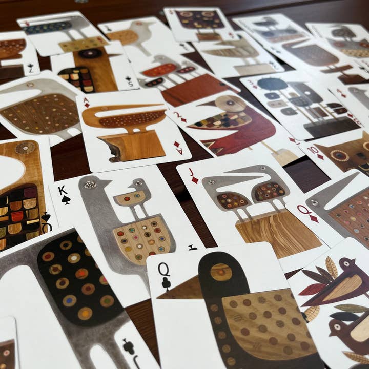 Bunny with a Toolbelt - Wholesale Playing Cards - Playing Card Deck with 54 reclaimed wood bird sculptures6