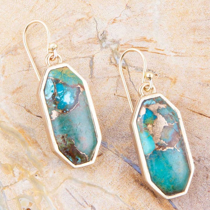 Barse Jewelry - Wholesale Jewelry Set - Dolce Teal Turquoise Matrix Earrings1