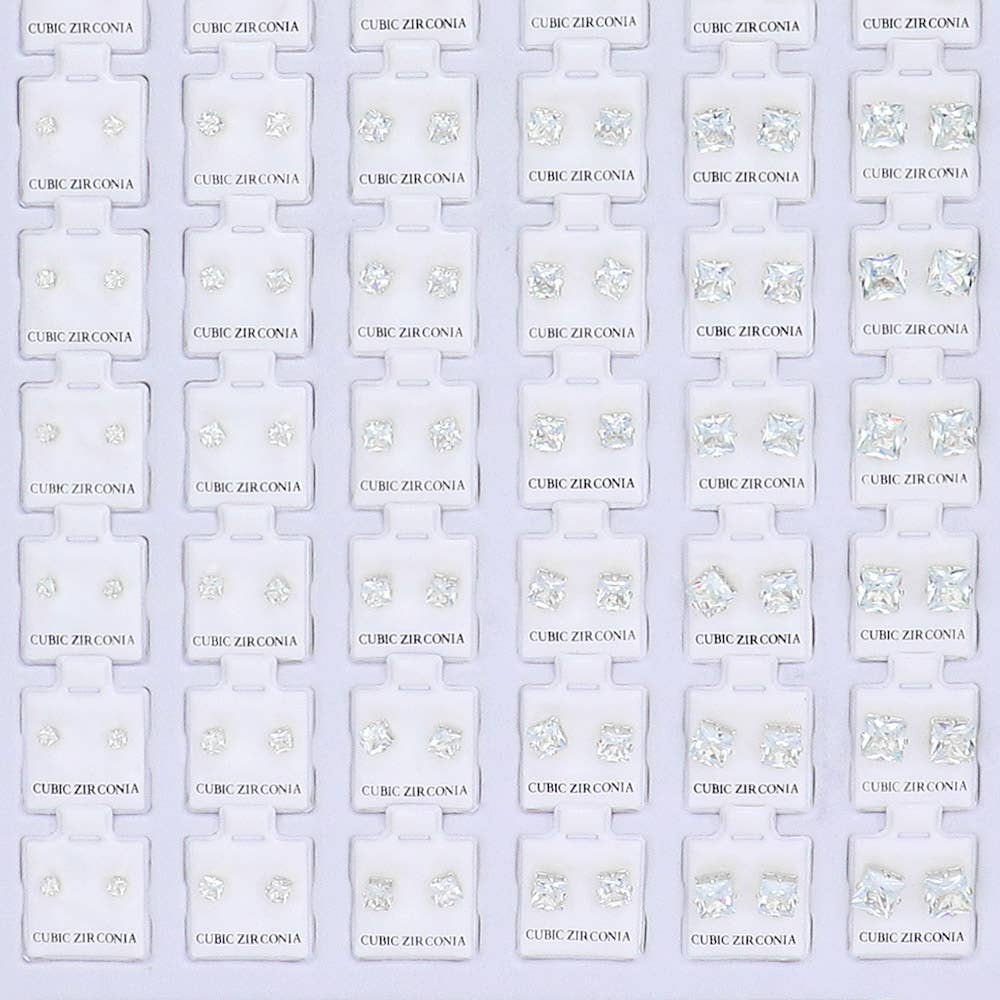 Sensibling Corp. – wholesale Solitärörhängen – 72PAIRS - Fyrkantiga CZ stenörhängen2