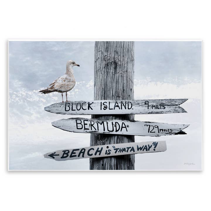 Stupell Industries - Wholesale Wall Sign - Vacation Beach Signs with Seagull - Unframed Wall Art