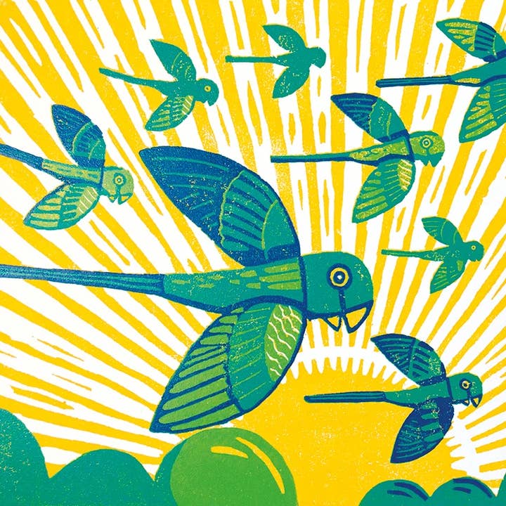 Sunset Parakeets for wholesale by Paper Bird Publishing