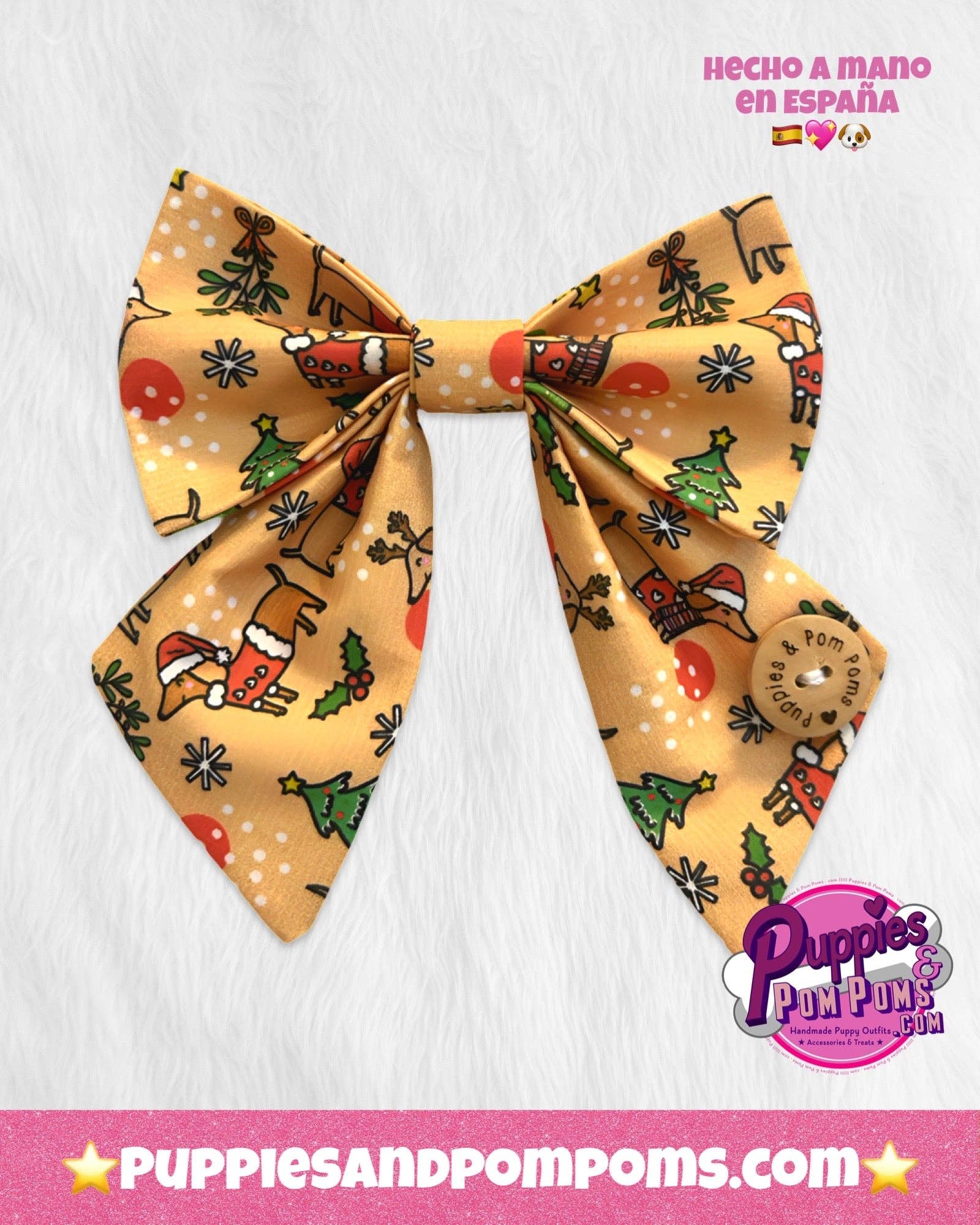 Puppies & Pom Poms - Wholesale Pet Bow Tie - Dog - Handmade Dog Sailer Bow Tie - Christmas Dachshunds2