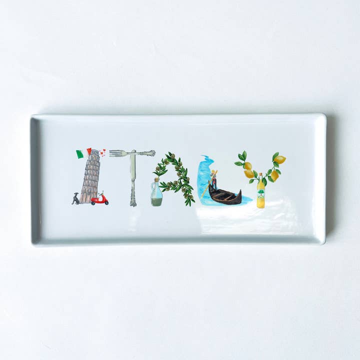 Italy Icons Typography Tray 10.5" Long for wholesale by Dishique