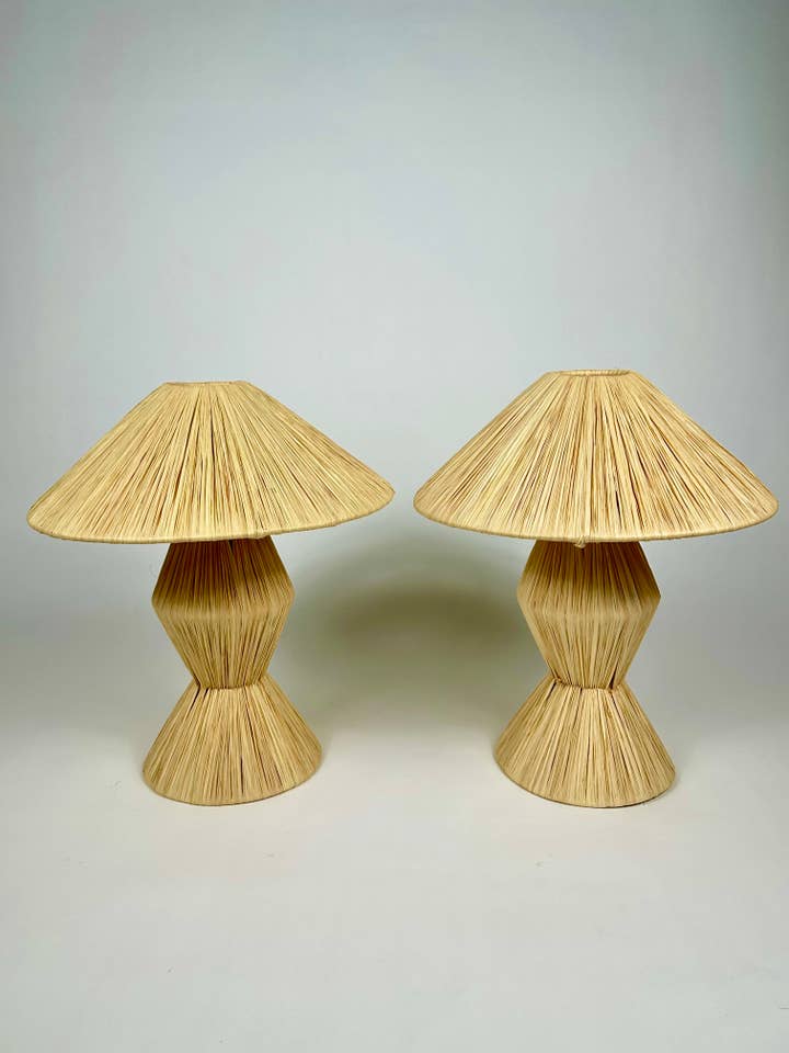 Natural raffia lamp,Raffia lampshade,TABLE LAMPS,Straw Shade for wholesale by Mikwi