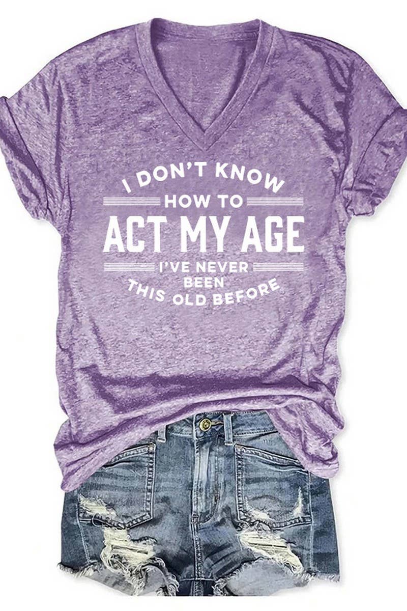 NINEXIS - Wholesale Screen Printed T-Shirt - Women's - CWTTS1066_LETTER PRINT V NECK SHORT SLEEVED T SHIRT8