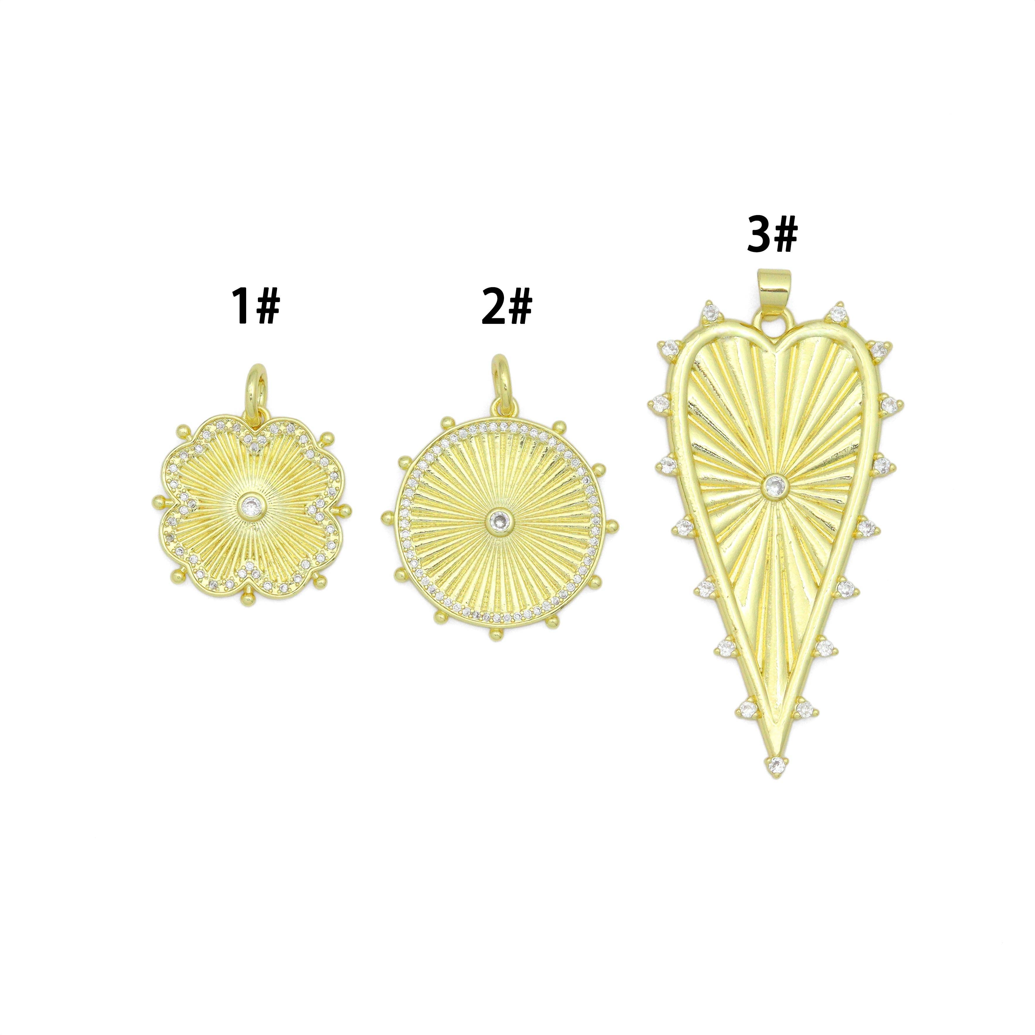 BestBeads&Beyond - Wholesale Individual Charm/Pendant - Petal Sunburst, Radiant Cirle, Heartburst Charm Pendant, Sku#LK12930