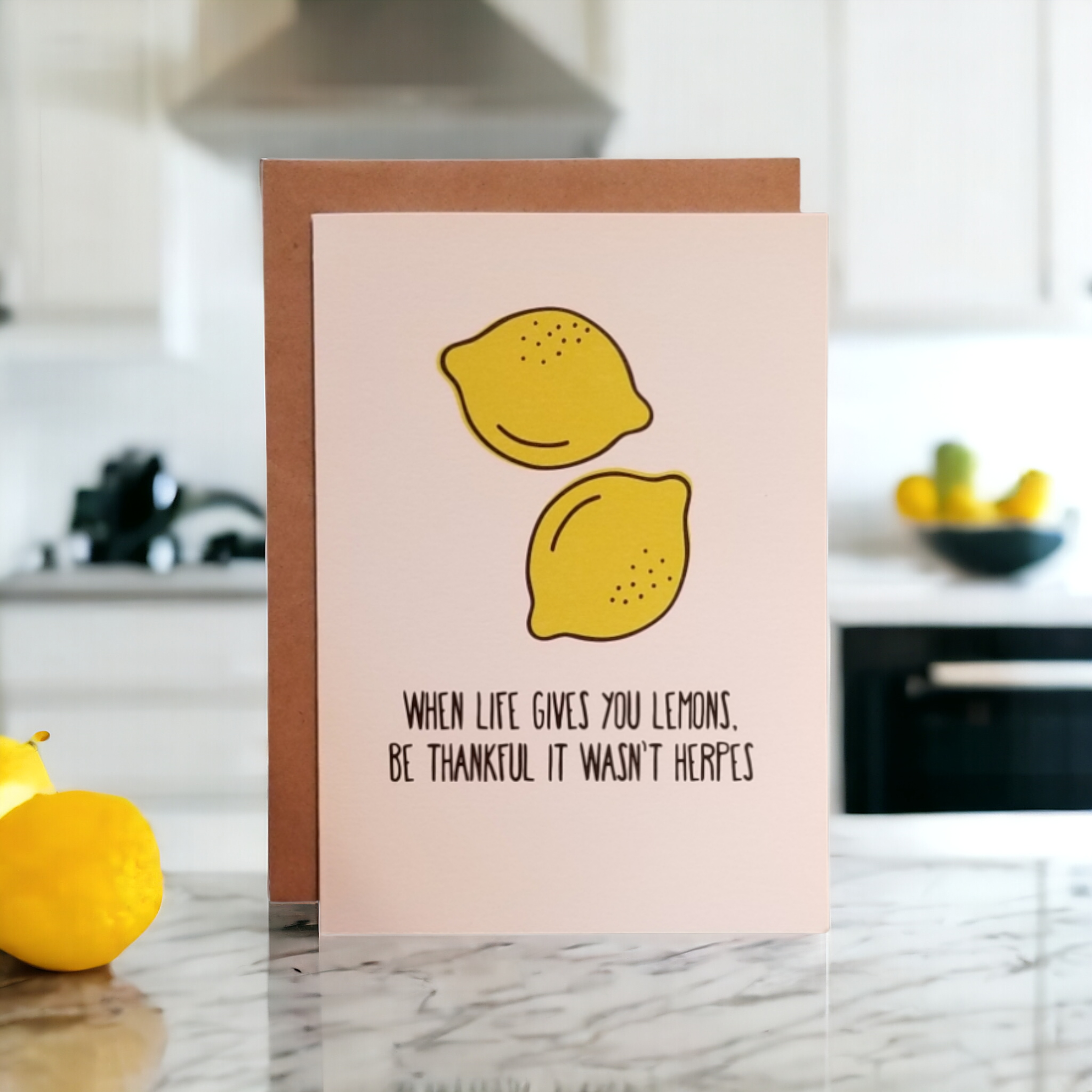 Thanks You're Welcome - Wholesale Thank You Card - When Life Gives you Lemons be Thankful it Wasn't Herpes - 5x7 Greeting Card2