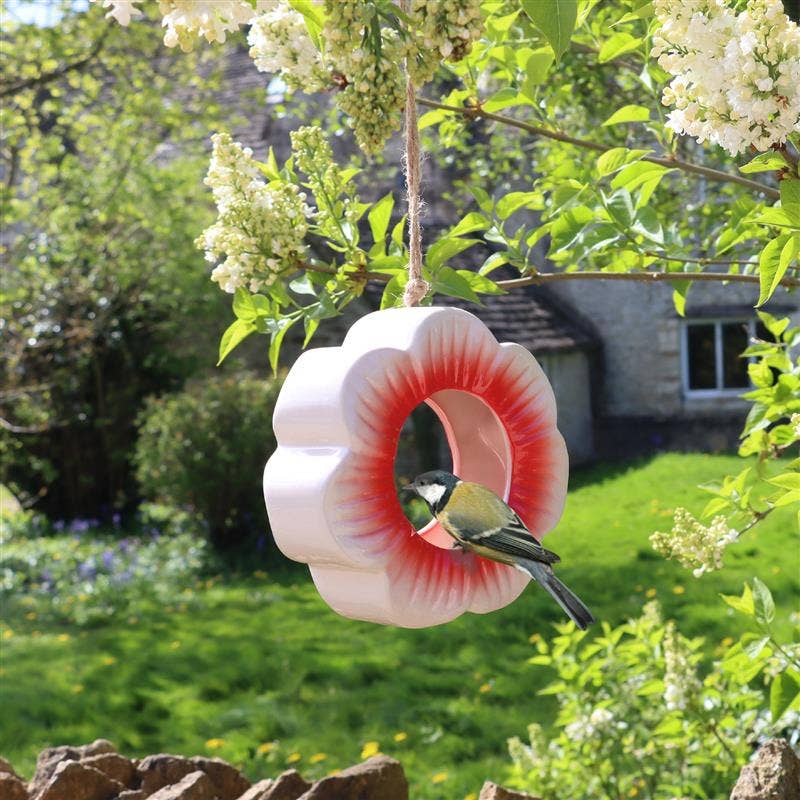 Wildlife World - Wholesale Bird Feeder - Wild Poppy Ceramic Hanging Bird Feeder1