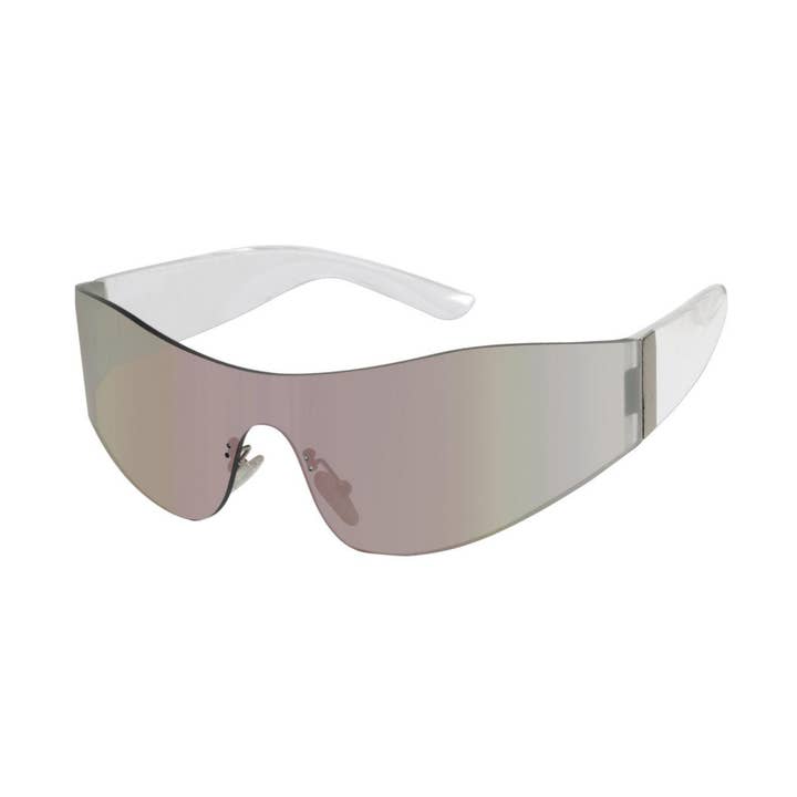 Lunettes de soleil bouclier futuristes – verres miroir surdimensionnés pour la vente par V by Vye Eyewear